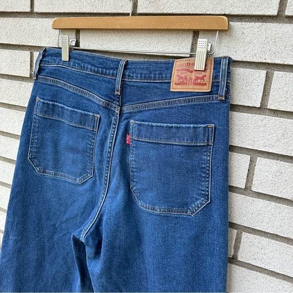 Levi’s Mile High Cropped Wide Leg Jeans Sun Devil Heat Dark Wash Button Fly - Picture 10 of 13